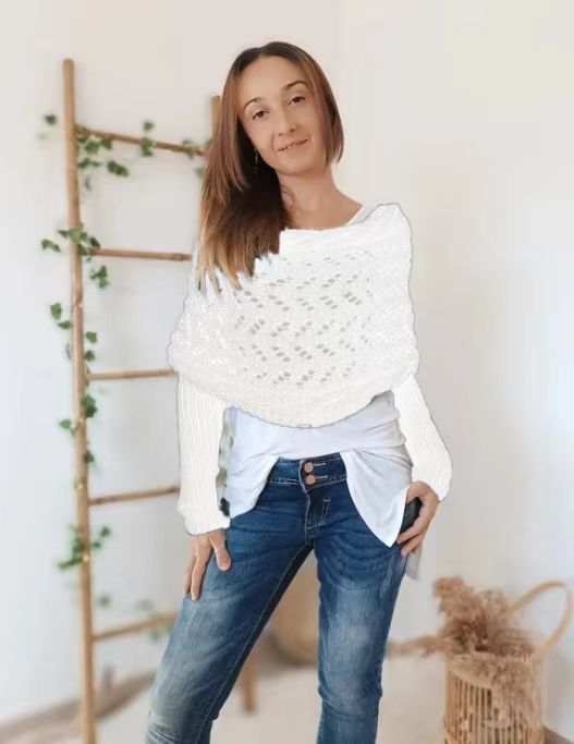 🥰Summer Sale-50% OFF💛Scarf with Sleeves, Boho Shrug Cardigan, Wrap Sweater Women, Boho Weeding Shawl