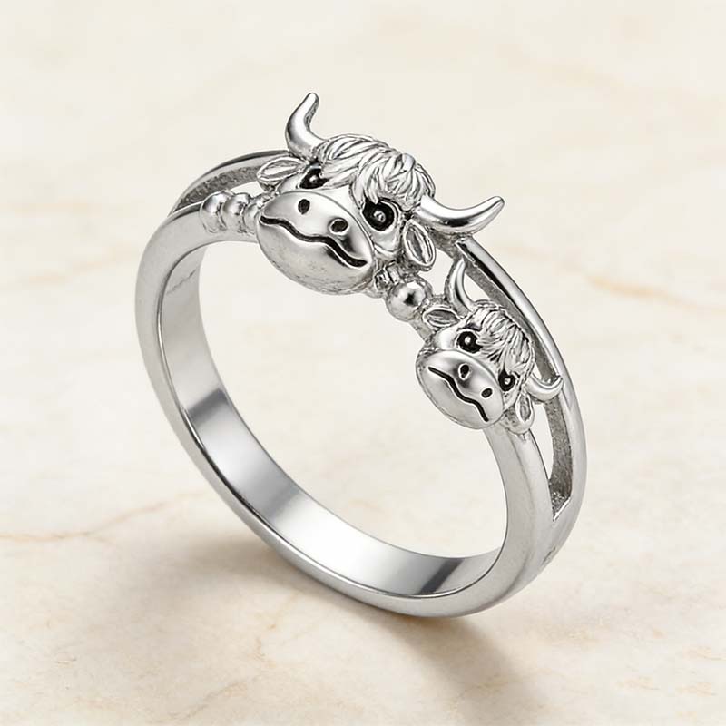🔥LAST DAY 49% OFF 💕 ✨ Handcrafted Highland Cow Adjustable Ring
